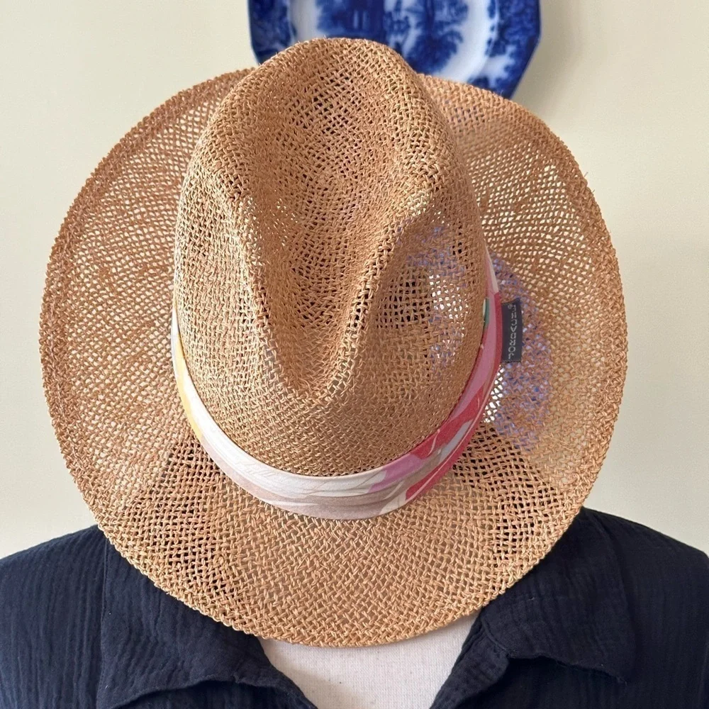 Jordache | Vintage 80’s Straw Fedora with Colorful Band